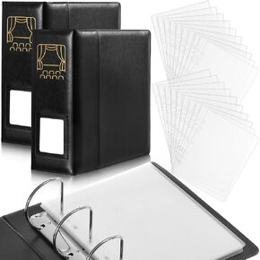 Eersida 2 Pcs Binder Bundle for Holding Broadway Play Program and Theater Programs with 50 Custom Sheet Protectors and 4 Dividers, PU Leather Binder with Window, D-Ring, Black in Kuwait