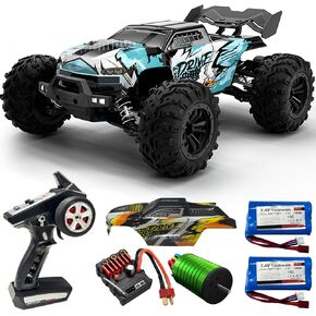1:16 Scale Brushless RC Car - 50+ MPH عالية السرعة جميع التضاريس على الطرق الوعرة الشاحنة للبالغين والمراهقين 14+ | 2.4 جيجا هرتز ، بطاريات Lipo 2x ، RTR | HOBBY GRADE REMOTE CONTROL MONET (Blue) in Kuwait