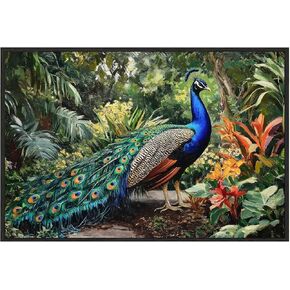 EUROTEX Abstract Peacock Canvas Painting Roll – Premium Unframed Wall Art for Big Living Room & Modern Home Decoration in Saudi Arabia