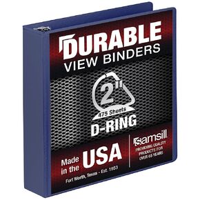 Samsill Durable 2 Inch Binder, Made in The USA, D Ring Binder, Customizable Clear View Cover, Midnight Blue, Holds 475 Pages in Kuwait