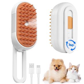 cat steam brush for shedding -4 in 1 Rechargeable Steam Brush for Cats and Dogs, Anti-static, Massage, Cleaning, Shedding & Combing All In One! grooming tool for cats and dogs（Brown） in Saudi Arabia