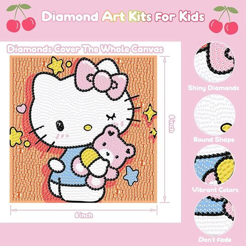 SRETOUL 4 Pack Cartoon Diamond Art Kits for Kids - Kid Diamond Art Painting Kit Kit Cartoon ، Gut Gem Arts for Kids Ages 4 6 8 12 ، DIY Crystal Gem Kits for Children Girls Boys (6 × 6 inch) in Kuwait