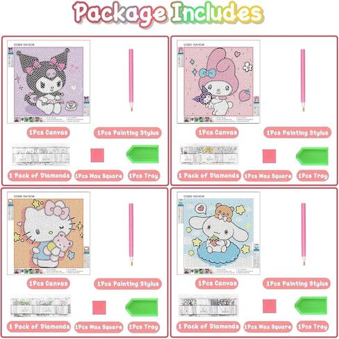 SRETOUL 4 Pack Cartoon Diamond Art Kits for Kids - Kid Diamond Art Painting Kit Kit Cartoon ، Gut Gem Arts for Kids Ages 4 6 8 12 ، DIY Crystal Gem Kits for Children Girls Boys (6 × 6 inch) in Kuwait