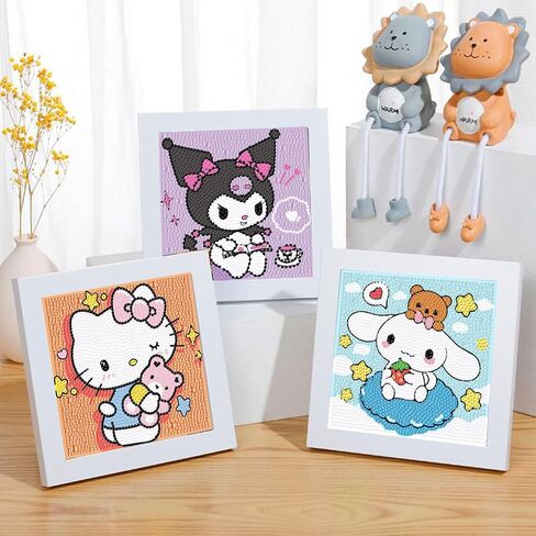 SRETOUL 4 Pack Cartoon Diamond Art Kits for Kids - Kid Diamond Art Painting Kit Kit Cartoon ، Gut Gem Arts for Kids Ages 4 6 8 12 ، DIY Crystal Gem Kits for Children Girls Boys (6 × 6 inch) in Kuwait