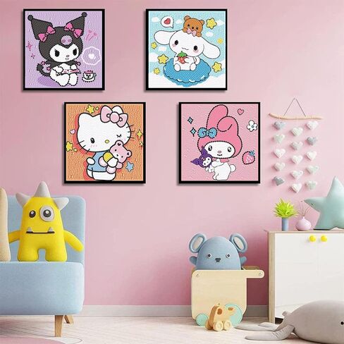 SRETOUL 4 Pack Cartoon Diamond Art Kits for Kids - Kid Diamond Art Painting Kit Kit Cartoon ، Gut Gem Arts for Kids Ages 4 6 8 12 ، DIY Crystal Gem Kits for Children Girls Boys (6 × 6 inch) in Kuwait