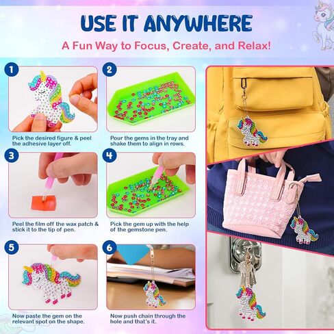 Decorate Your Own Water Bottle for Girls Ages 5-12 -Full Fun Bundle 20 pcs DIY Craft Kit with 1000+ Gems, Unicorn Stickers & Charms - Back to School Gift & Birthday Toy Gifts, Gem Art for Kids in Saudi Arabia