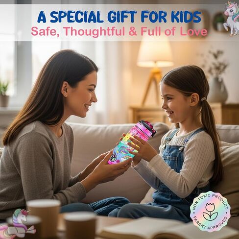 Decorate Your Own Water Bottle for Girls Ages 5-12 -Full Fun Bundle 20 pcs DIY Craft Kit with 1000+ Gems, Unicorn Stickers & Charms - Back to School Gift & Birthday Toy Gifts, Gem Art for Kids in Saudi Arabia