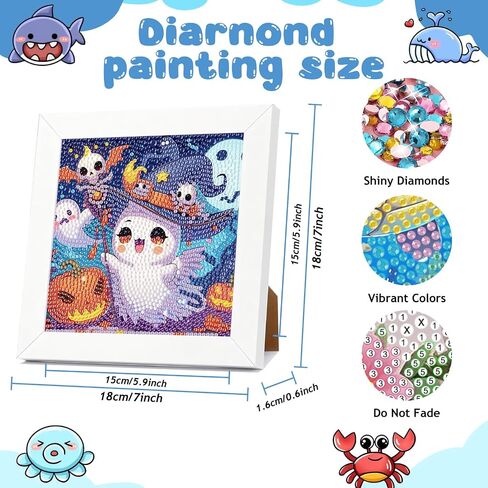 REIVWORL GHOST Diamond Art Kits for Kids ، Ghost Diamond Painting Kits for Kids ، Gem Art Ages 4-8-12 for Gifts and Decor (8 × 8 بوصة) in Kuwait