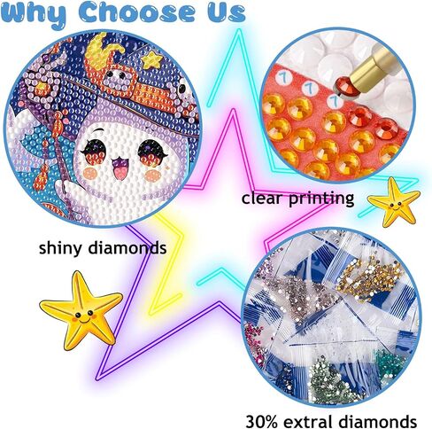 REIVWORL GHOST Diamond Art Kits for Kids ، Ghost Diamond Painting Kits for Kids ، Gem Art Ages 4-8-12 for Gifts and Decor (8 × 8 بوصة) in Kuwait