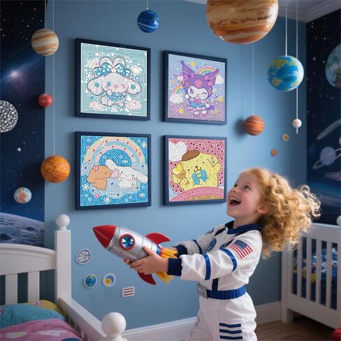 مجموعات فن الماس للأطفال - 4 مجموعات الطلاء الفنية الماس - الفنون والحرف للأطفال الذين تتراوح أعمارهم بين 8-12 in Kuwait