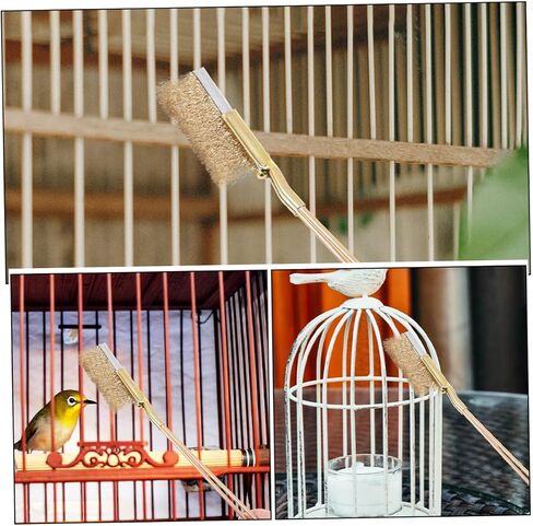 POPETPOP 1Set Bird Cage Brush with Long Handle Steel Copper Wire Bristles for Deep Cleaning and Painted Surfaces for Parrot Cages and Animal Enclosures in Saudi Arabia