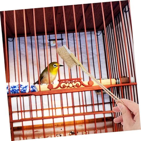 POPETPOP 1Set Bird Cage Brush with Long Handle Steel Copper Wire Bristles for Deep Cleaning and Painted Surfaces for Parrot Cages and Animal Enclosures in Saudi Arabia