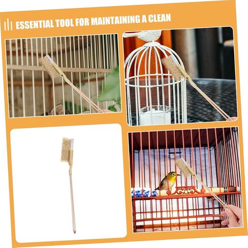 POPETPOP 1Set Bird Cage Brush with Long Handle Steel Copper Wire Bristles for Deep Cleaning and Painted Surfaces for Parrot Cages and Animal Enclosures in Saudi Arabia