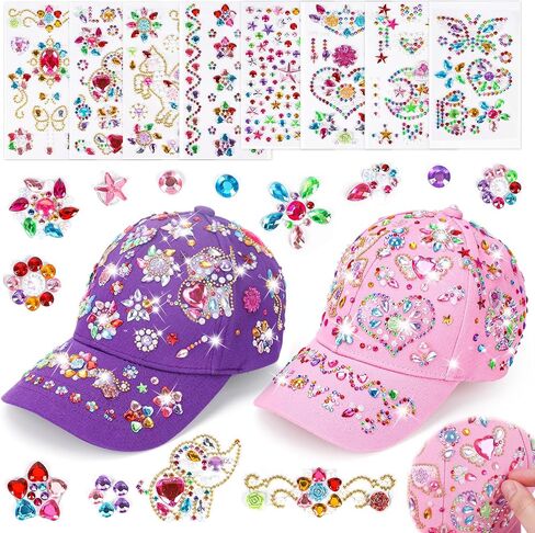 مجموعة CAP CAP CAP Baseball DIY: تصميم قبعاتك الخاصة مع ملصقات وحيدات ، وقبعات بيسبول للأطفال القابلة للتعديل ، وألعاب الهدايا العصرية للفتيات من العمر 4 إلى 12 عامًا ، اللوازم الفنية عيد ميلاد عيد الميلاد in Kuwait