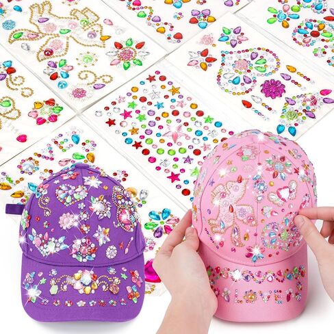 مجموعة CAP CAP CAP Baseball DIY: تصميم قبعاتك الخاصة مع ملصقات وحيدات ، وقبعات بيسبول للأطفال القابلة للتعديل ، وألعاب الهدايا العصرية للفتيات من العمر 4 إلى 12 عامًا ، اللوازم الفنية عيد ميلاد عيد الميلاد in Kuwait