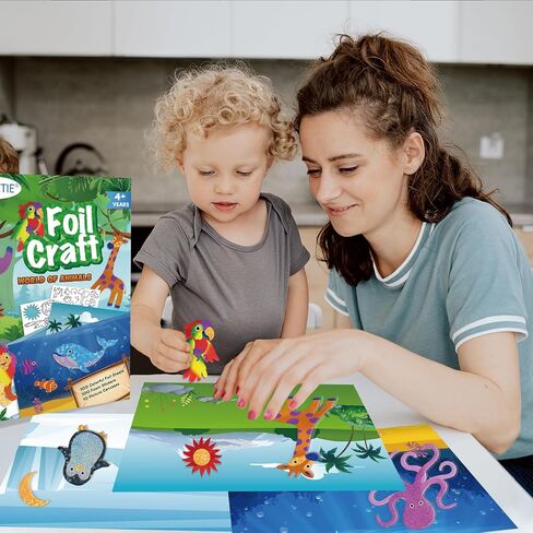 Awhetie Animals Foil Craft for Kids ، No Mess Arts Creative Activity Toys Art and Marks for Kids ، Home Higds For Girls & Boys 4 ، 5 ، 6 ، 7 ، 8 ، 9 in Kuwait