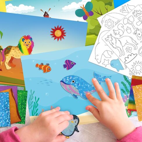 Awhetie Animals Foil Craft for Kids ، No Mess Arts Creative Activity Toys Art and Marks for Kids ، Home Higds For Girls & Boys 4 ، 5 ، 6 ، 7 ، 8 ، 9 in Kuwait