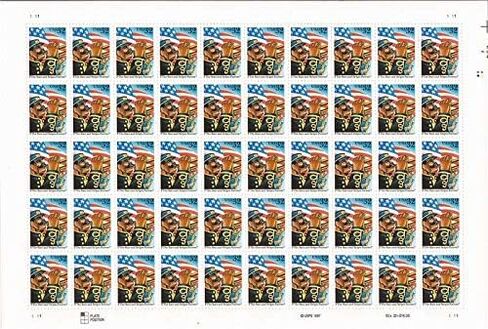 USPS 1997 Stars and Stripes Sheet of Fifty 32 Cent Stamps Scott 3153 in Saudi Arabia
