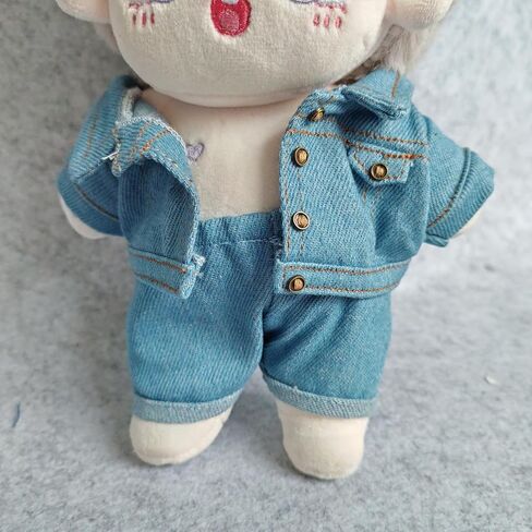 20cm Plush Doll Clothes Plushie Clothes Denim Jacket Jeans Pants for 7.8 inches Doll Clothing (Dark Blue) in Saudi Arabia
