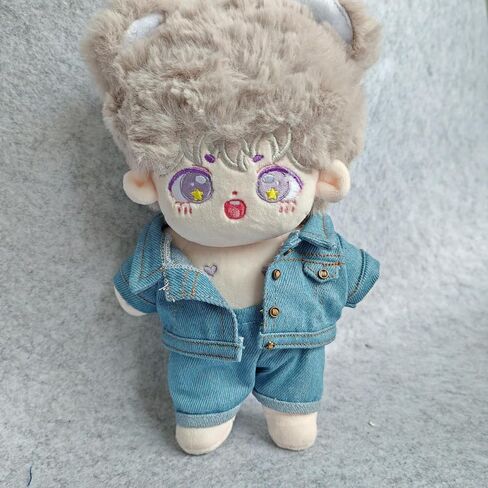 20cm Plush Doll Clothes Plushie Clothes Denim Jacket Jeans Pants for 7.8 inches Doll Clothing (Dark Blue) in Saudi Arabia