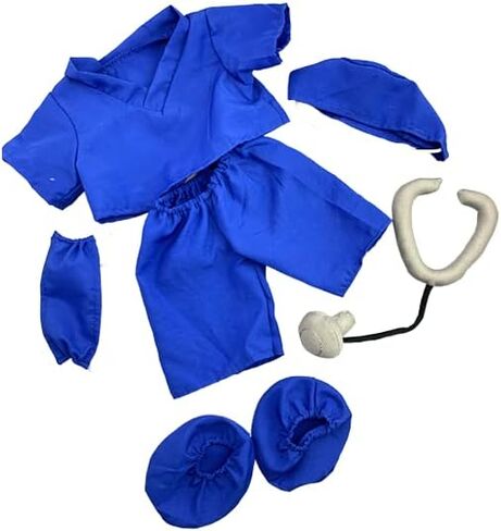 Dark Blue Scrubs Outfit for 6-10 inch Stuffed Animals – Build Bears Plush Doctor Nurse Costume - Hospital Gift, Dress Up, for Surgery Recovery - Healthcare Heroes in Kuwait