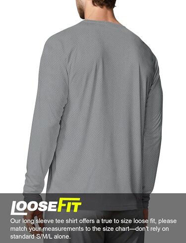 تي شيرت رجالي بأكمام طويلة بعامل حماية من الأشعة فوق البنفسجية 50+ للحماية من أشعة الشمس فوق البنفسجية وسريع الجفاف، تي شيرت للسباحة والجري الرياضي in Kuwait