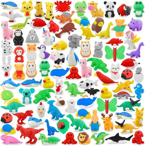 LanMa Animal Erasers for Kids 33 Pack Desk Pets Erasers for Kids Classroom Prizes,Easter Egg Fillers,Back to School Supplies,Party Favors Gifts in Kuwait