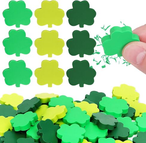 60pcs St. Patricks'day Mini Shamrock Erasers Irish Lucky Clover College Collection Rasers لجوائز الفصول الدراسية السائبة جوائز مكافآت الواجبات المنزلية ، 3 ألوان in Saudi Arabia