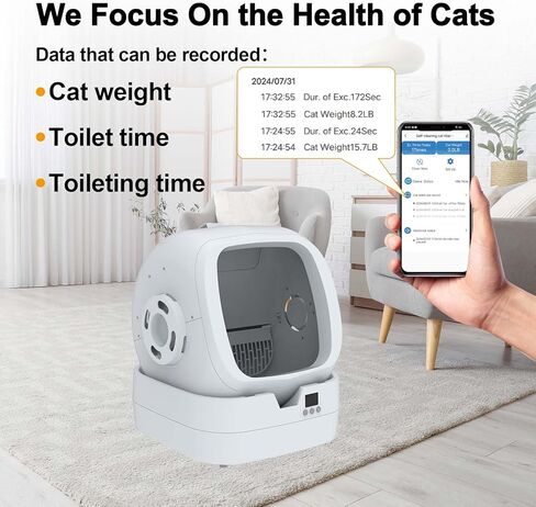 Automatic Cat Litter Box Self Cleaning - APP Control and Weight Monitoring - Ultra-Quiet, Medium Cats and Kittens Litter Box, Safe Anti-Pinch in Kuwait