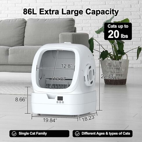 Automatic Cat Litter Box Self Cleaning - APP Control and Weight Monitoring - Ultra-Quiet, Medium Cats and Kittens Litter Box, Safe Anti-Pinch in Kuwait