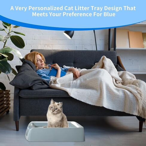 صينية فضلات القط المطورة ، متوافقة مع صندوق Petsafe القمامة ذات التنظيف الذاتي ، غير المربى ، غير المتوحش والبقع و deformde ، سهلة النظيف ، اللون الأزرق in Kuwait