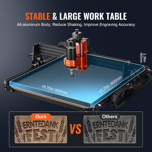 VEVOR CNC Router Machine, 120W 3 Axis GRBL Control Wood Engraving Carving Milling Machine Kit, 300 x 200 x 60 mm/11.8 x 7.87 x 2.36 in Working Area 10000 RPM for Wood Acrylic MDF PVC Plastic Foam in Kuwait