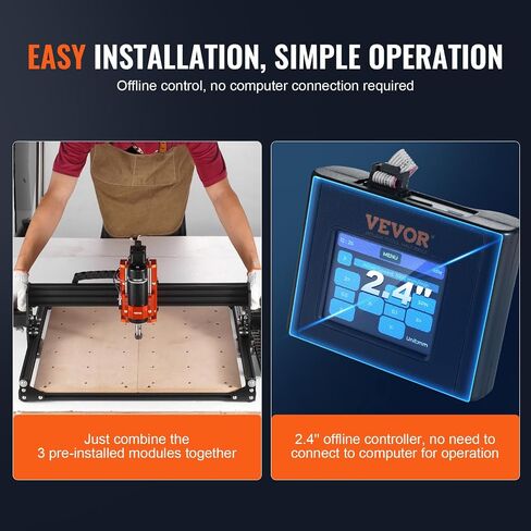 VEVOR CNC Router Machine, 120W 3 Axis GRBL Control Wood Engraving Carving Milling Machine Kit, 300 x 200 x 60 mm/11.8 x 7.87 x 2.36 in Working Area 10000 RPM for Wood Acrylic MDF PVC Plastic Foam in Kuwait