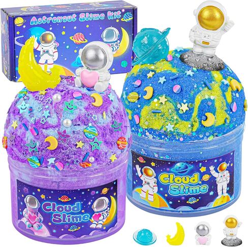 Axolotl Cloud Slime Kit 2 Pack-14oz DIY DIY SLIME for Kids ، تشمل سحرًا لطيفًا على AXOLOTL والإضافات ، واللمعان ، والألعاب الحسية ASMR ، و SLIME PARMOR in Kuwait