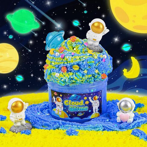 Axolotl Cloud Slime Kit 2 Pack-14oz DIY DIY SLIME for Kids ، تشمل سحرًا لطيفًا على AXOLOTL والإضافات ، واللمعان ، والألعاب الحسية ASMR ، و SLIME PARMOR in Kuwait