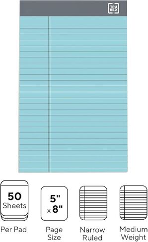 Tru Red Staples Notepads ، 5 بوصة × 8 بوصة ، محكم الضيق ، الباستيل ، 50 ورقة/لوحة ، 18/الكرتون (TR59898/TR573VS) in Saudi Arabia