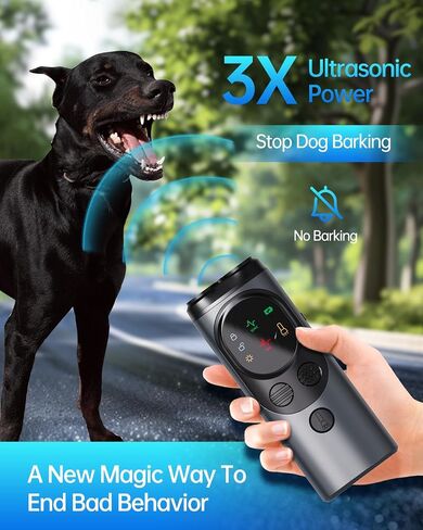 2025 Dog Bark Deterrent Devices with HD Display – No Shock Dog Training Tool with 3 Emitters, 50FT Range, Flashlight, Rechargeable Anti-Bark Deterrent for All Dog Sizes in Saudi Arabia