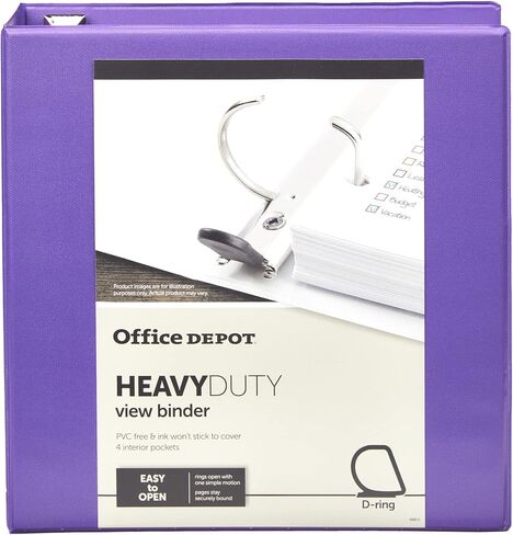 Office Depot® Brand Heavy-Duty D-Ring View Binder, 2" Rings, 54% Recycled, Purple in Saudi Arabia