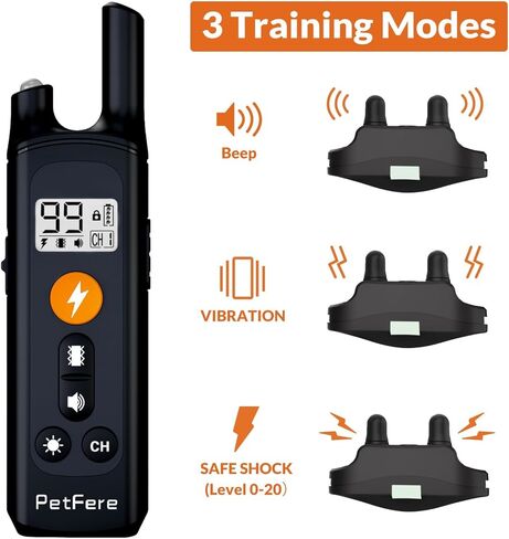 Dog Shock Collar for - (10-110lbs) Waterproof Rechargeable Electric Dog Training Collar with Remote for Small Medium Large Dogs with Beep Vibration Safe Shock Modes in Saudi Arabia