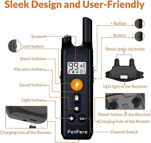 Dog Shock Collar for - (10-110lbs) Waterproof Rechargeable Electric Dog Training Collar with Remote for Small Medium Large Dogs with Beep Vibration Safe Shock Modes in Saudi Arabia