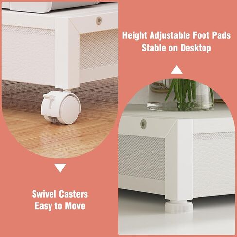 حامل طابعة سطح المكتب من طابقين مع درجتين للأقمشة ، طاولة prtiner مع رف التخزين ، منظم مكتب للمكتب المنزلي ، الطابعة ثلاثية الأبعاد ، آلة الفاكس ، الماسح الضوئي (أبيض ، طبقة 2) in Kuwait