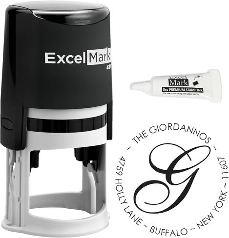 Custom Self Inking Address Stamp with Monogram - Style 195 - with 5cc Ink Bottle (A43) in Saudi Arabia