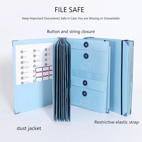 Important Document Organizer Personal If I Die Binder Organizer with Labels Accordion File Stylish Binder for Storing Important Papers, Certificates, Passports, Photos, and Letters(Bule) in Saudi Arabia