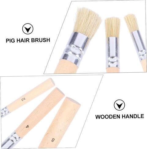 Angoily 3set Stippling Brush Set Natural Bristle Stencil Brushes Handle for Art Projects in Saudi Arabia