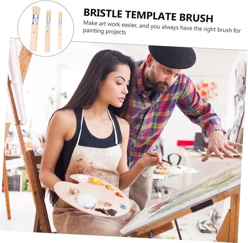 Angoily 3set Stippling Brush Set Natural Bristle Stencil Brushes Handle for Art Projects in Saudi Arabia
