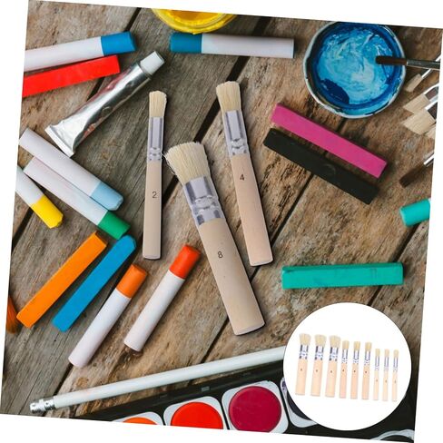 Angoily 3set Stippling Brush Set Natural Bristle Stencil Brushes Handle for Art Projects in Saudi Arabia