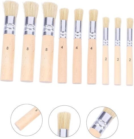 Uonlytech 3 Set Natural Bristle Stencil Brush Set for Oil Painting Crafts and DIY Projects Comfortable Wooden Handle for Smooth Stenciling Various Surfaces in Saudi Arabia