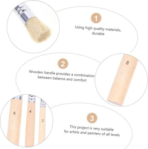 Uonlytech 3 Set Natural Bristle Stencil Brush Set for Oil Painting Crafts and DIY Projects Comfortable Wooden Handle for Smooth Stenciling Various Surfaces in Saudi Arabia