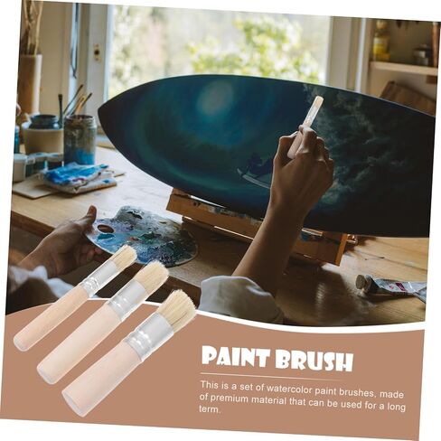 Artibetter 3sets Paint Watercolor Prish Brush Wood Handle Bristle Pressing Frashy for Artist in Saudi Arabia