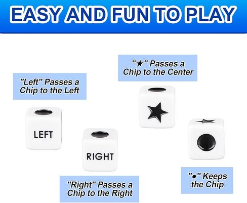 مجموعة لعبة Dice Game اليمنى - 4 حزمة مع 3 زهر ، 24 رقائق ، وتعليمات لكل مجموعة - تصميم صندوق تخزين سهل للسفر والمدارس والحفلات وجمع الأسرة (4) in Kuwait